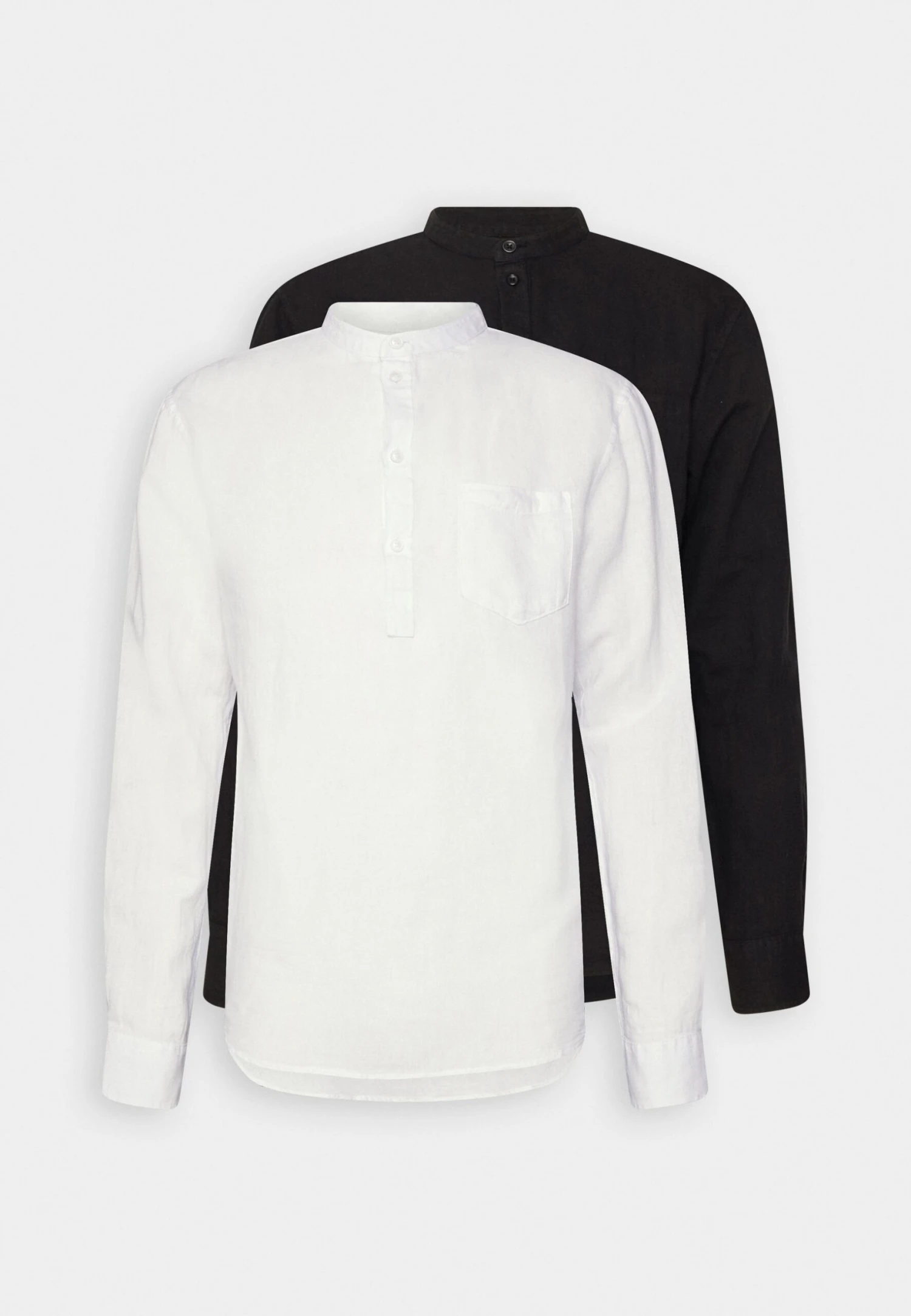 Pier One Linen Cotton Mix 2 Pack - Camisa - White/Black 1 Pier One Linen Cotton Mix 2 Pack - Camisa - White/Black