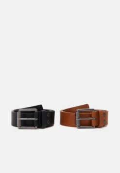 Pier One 2 Pack Unisex - Cinturón - Black/Cognac