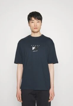 Pier One Sense Tee- Camiseta Estampada - Dark Blue