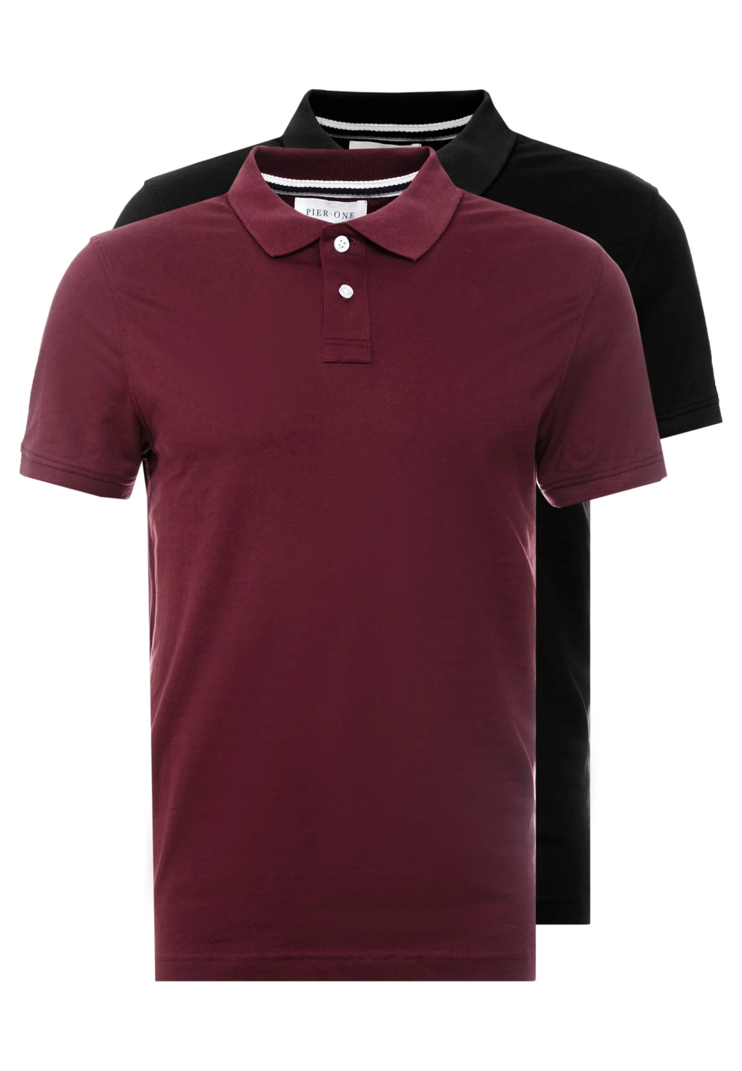 Pier One 2 Pack - Polo - Bordeaux/Black 1 Pier One 2 Pack - Polo - Bordeaux/Black