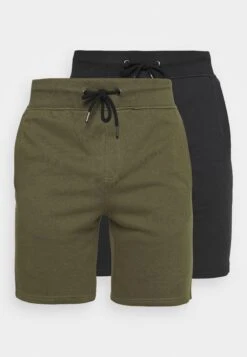 Pier One 2 Pack - Shorts - Black/Olive -Elegancia Tienda De Ventas 97446a5d1f4444a39e0756e4edaa81f0