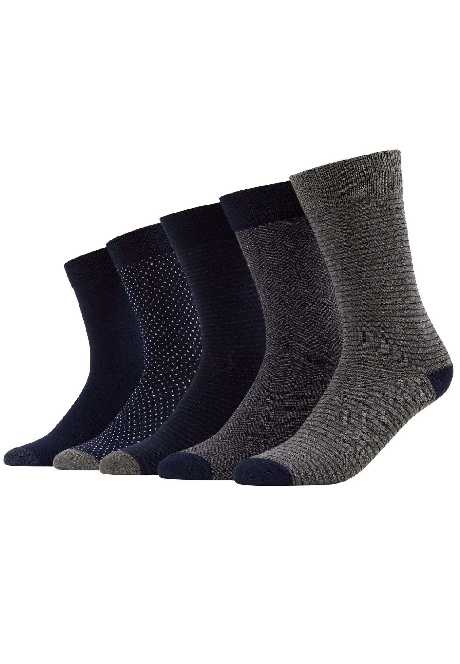 Pier One 5 Pack - Calcetines - Dark Blue/Mottled Grey 1 Pier One 5 Pack - Calcetines - Dark Blue/Mottled Grey