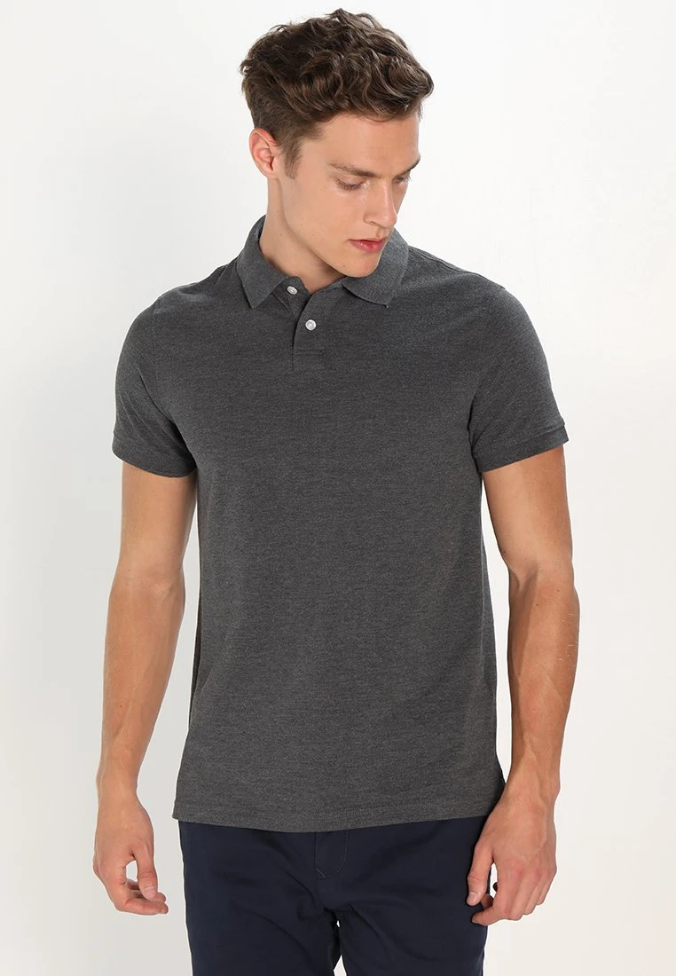 Pier One Basic - Polo - Dark Grey Melange 1 Pier One Basic - Polo - Dark Grey Melange