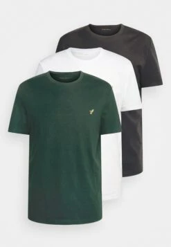 Pier One 3 Pack - Camiseta Básica - White, Black, Dark Green -Elegancia Tienda De Ventas cb0ef94bb9d04e7684206d4a10c4d311
