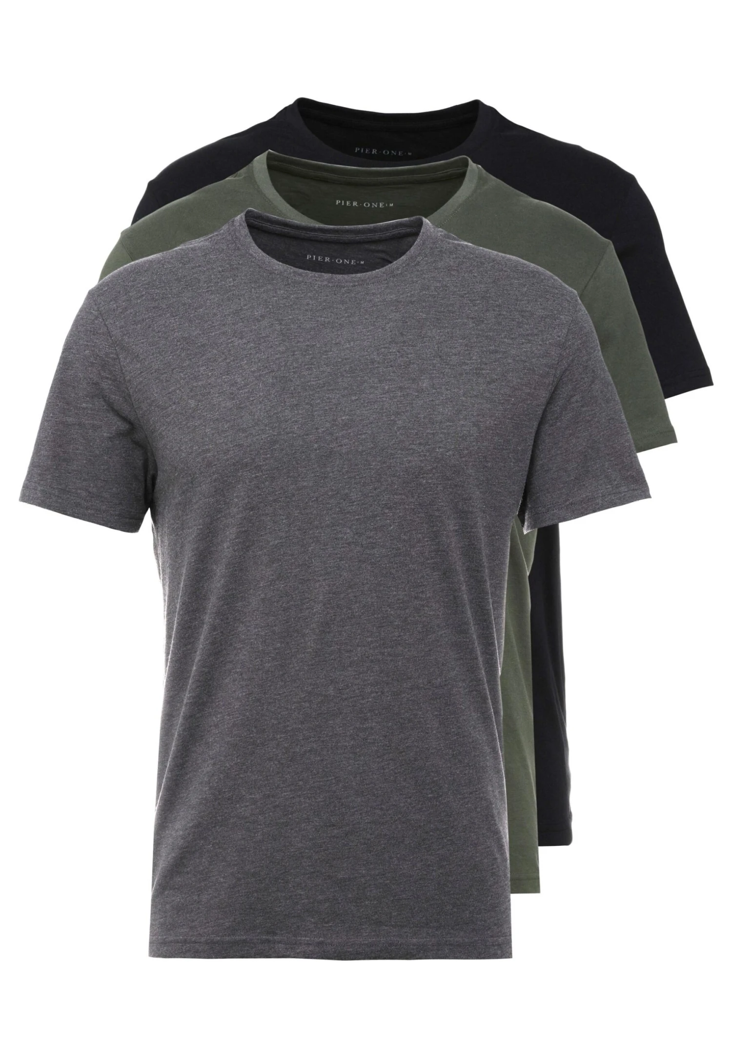 Pier One 3 Pack - Camiseta Básica - Black/Grey/Green 6 Pier One 3 Pack - Camiseta Básica - Black/Grey/Green - Imagen 6