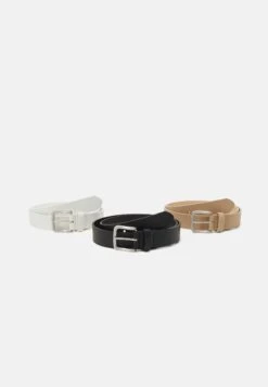 Pier One 3 Pack Unisex - Cinturón - Black/Beige/White